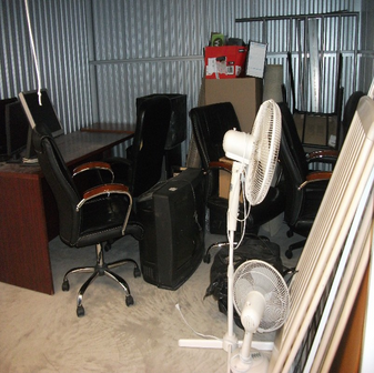 Storage unit with office furniture