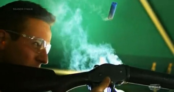 Allen fires rare stagecoach shotgun.