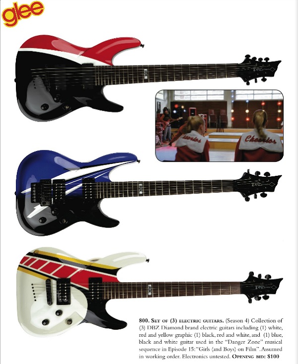 3 Electric guitars up for auction from the show Glee.