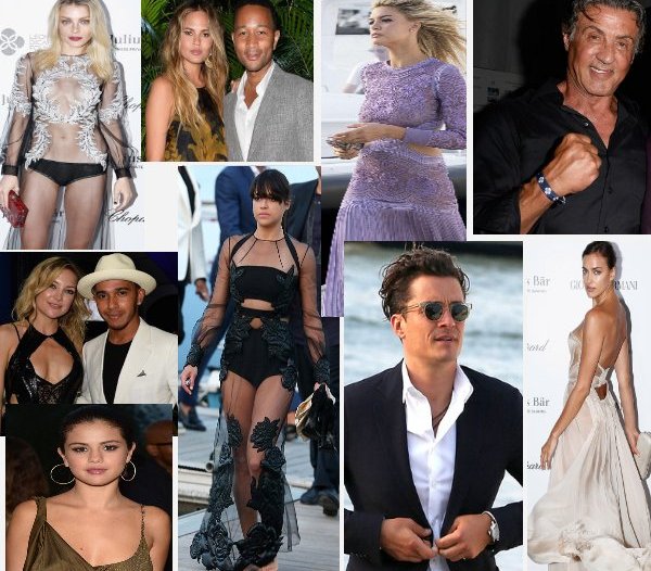 Celebrity photo collage who attended auction gala.