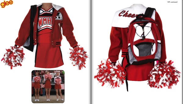 Cheerleader outfit with pom-poms, jacket and backpack sold at Glee auction.