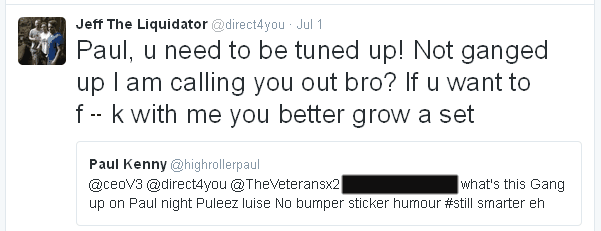 Jeff tweets to Paul to grow a pair.