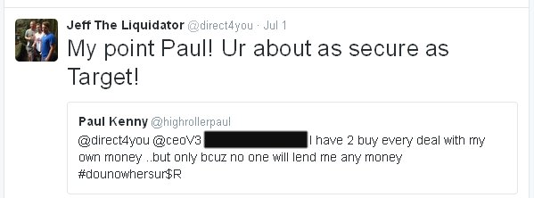 Jeff tweets that Paul is insecure.