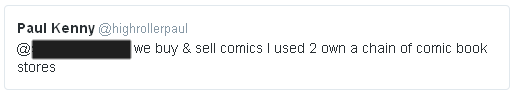 Paul tweets he once owned a comic book store.