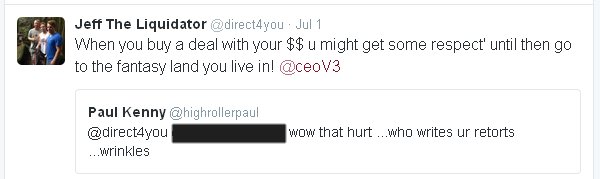 Jeff says Paul lives in fantasy land as Paul replies to his weak retort.