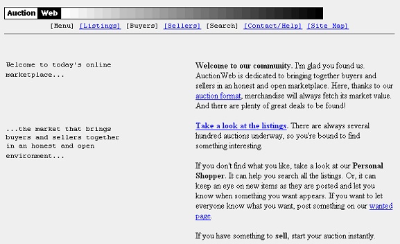 Original web page for eBay.