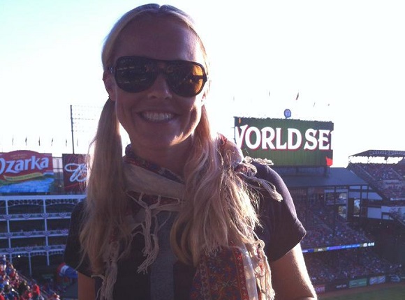 Jenny Grumbles at baseball game.